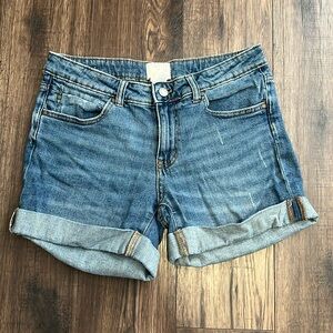 Caslon Boyfriend Distressed Blue Denim Shorts